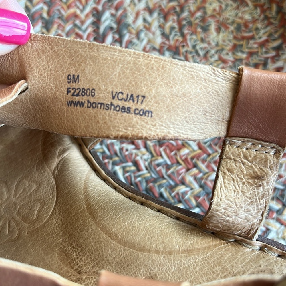 Born Tan Leather Wedge Sandals - Picture 8 of 10
